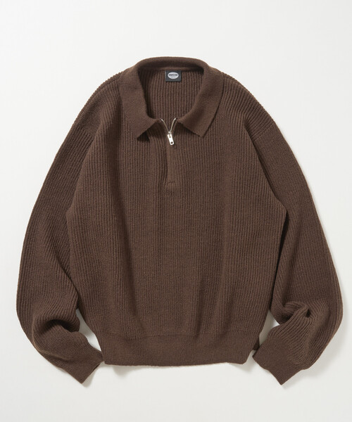FREAK'S STORE(フリークスストア)の「限定展開 あぜ編み ハーフジップ ポロニットプルオーバー(ニット/セーター・メンズ・レッド/杢グレー/イエロー/ブラウン/ブラック・LARGE/MEDIUM/SMALL)」の4枚目の写真