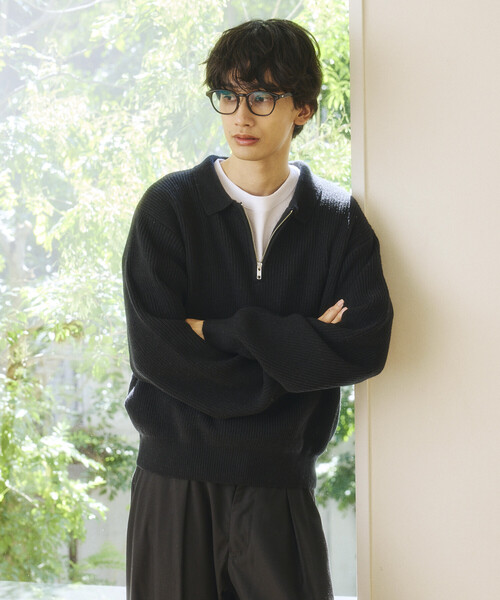 FREAK'S STORE(フリークスストア)の「限定展開 あぜ編み ハーフジップ ポロニットプルオーバー(ニット/セーター・メンズ・レッド/杢グレー/イエロー/ブラウン/ブラック・LARGE/MEDIUM/SMALL)」の19枚目の写真