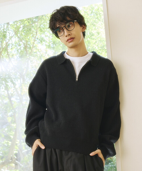 FREAK'S STORE(フリークスストア)の「限定展開 あぜ編み ハーフジップ ポロニットプルオーバー(ニット/セーター・メンズ・レッド/杢グレー/イエロー/ブラウン/ブラック・LARGE/MEDIUM/SMALL)」の21枚目の写真