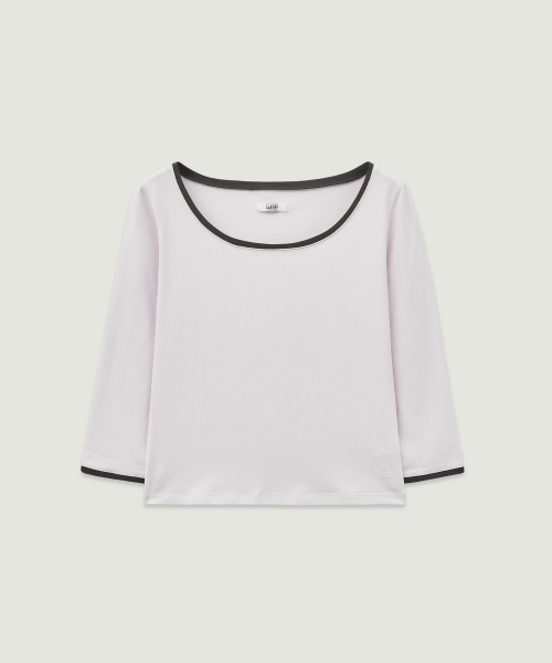 LMOOD WOMEN(エルムード ウーマン)の「ドリー スリークォーターリンガーTシャツ ペールピンク(Tシャツ/カットソー・レディース・ベビーピンク・36/38)」の2枚目の写真