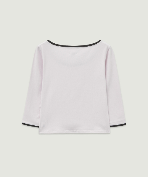 LMOOD WOMEN(エルムード ウーマン)の「ドリー スリークォーターリンガーTシャツ ペールピンク(Tシャツ/カットソー・レディース・ベビーピンク・36/38)」の3枚目の写真