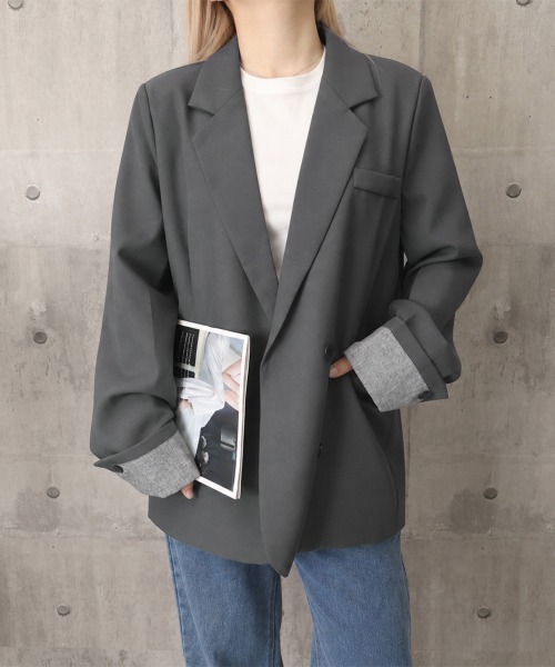 Miniministore(ミニミニストア)の「袖折り返しテーラードジャケットレディース(その他アウター・レディース・ダークグレー・L/M)」の9枚目の写真