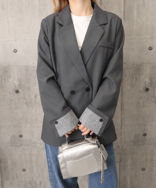 Miniministore(ミニミニストア)の「袖折り返しテーラードジャケットレディース(その他アウター・レディース・ダークグレー・L/M)」の10枚目の写真