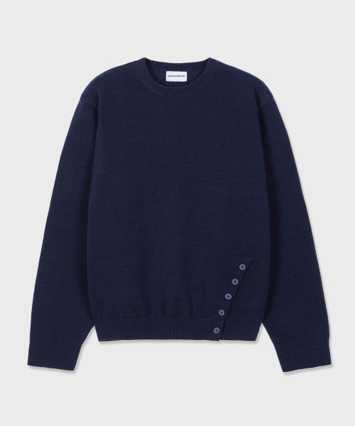 GLW(ジーエルダブリュ)の「ユニセックス サイドボタン ニット ネイビー(ニット/セーター・レディース・その他・LARGE/MEDIUM/X-LARGE/SMALL)」の1枚目の写真