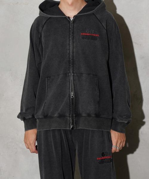 68&brothers(シックスティエイトアンドブラザーズ)の「68&BROTHERS / EMB ZIP-UP HOODIE(パーカー・メンズ・グレー/ブラック・MEDIUM/LARGE)」の3枚目の写真