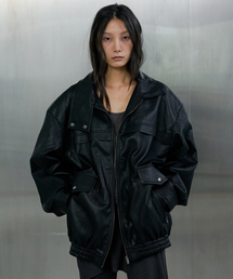 BOY FRIEND LEATHER JUMPER - BLACK