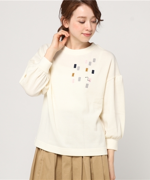 POU DOU DOU（プードゥドゥ）の「しずくアップリケプルオーバー（Tシャツ/カットソー・レディース・アイボリー/グレー/ネイビー・3）」の2枚目の写真
