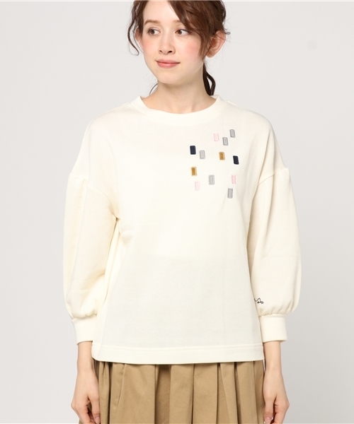 POU DOU DOU（プードゥドゥ）の「しずくアップリケプルオーバー（Tシャツ/カットソー・レディース・アイボリー/グレー/ネイビー・3）」の4枚目の写真