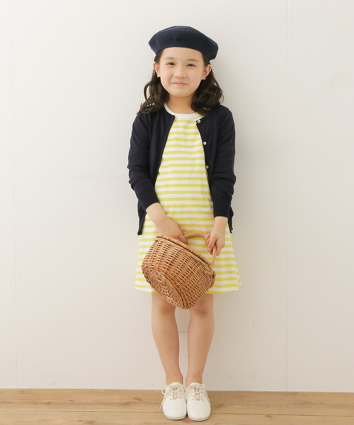 URBAN RESEARCH DOORS（アーバンリサーチドアーズ）の「DOORS オーガニックボーダー7分袖OP（ワンピース・キッズ・ブルー/ライトグレー/ピンク/ブラック/イエロー・90/105/120/135）」の4枚目の写真