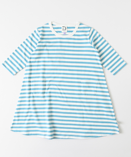 URBAN RESEARCH DOORS（アーバンリサーチドアーズ）の「DOORS オーガニックボーダー7分袖OP（ワンピース・キッズ・ブルー/ライトグレー/ピンク/ブラック/イエロー・90/105/120/135）」の3枚目の写真