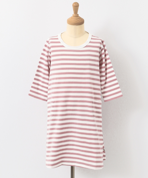 URBAN RESEARCH DOORS（アーバンリサーチドアーズ）の「DOORS オーガニックボーダー7分袖OP（ワンピース・キッズ・ブルー/ライトグレー/ピンク/ブラック/イエロー・90/105/120/135）」の16枚目の写真