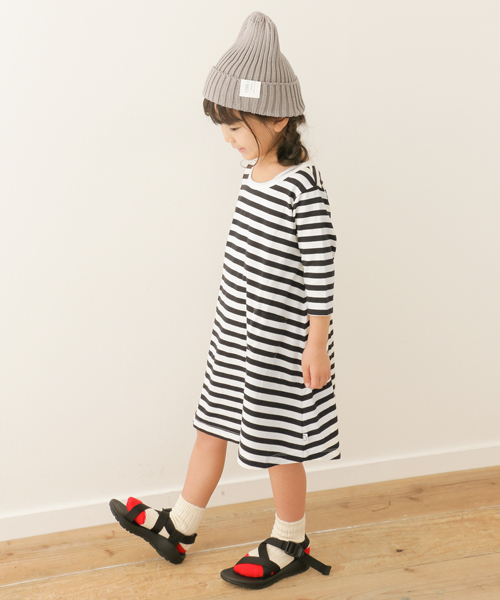 URBAN RESEARCH DOORS（アーバンリサーチドアーズ）の「DOORS オーガニックボーダー7分袖OP（ワンピース・キッズ・ブルー/ライトグレー/ピンク/ブラック/イエロー・90/105/120/135）」の19枚目の写真