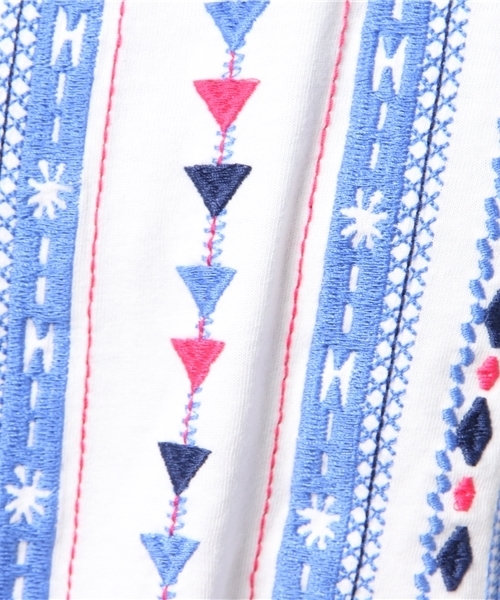 CUBE SUGAR（キューブシュガー）の「20/-天竺刺繍入りクルーTシャツ（Tシャツ/カットソー・レディース・ホワイト系その他/ホワイト系その他2/ブルー/ブラック/イエロー・M）」の12枚目の写真