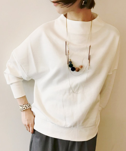 PAPILLONNER（パピヨネ）の「コットンダンボールカットソー（Tシャツ/カットソー・レディース・グレー/オフホワイト・FREE）」の2枚目の写真