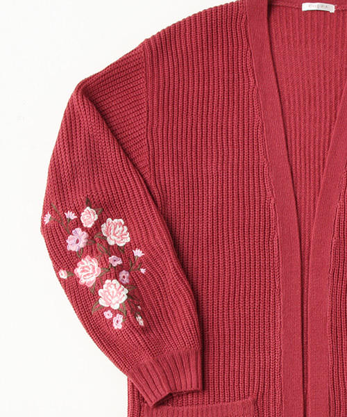 Honeys（ハニーズ）の「刺繍入りロングカーディガン（カーディガン