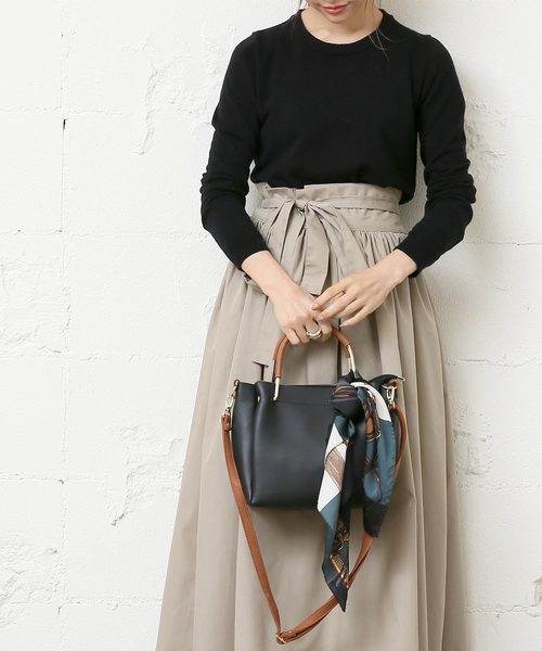 coca（coca）（コカ）の「ゴールドハンドルコンパクトスクエアバッグ（ハンドバッグ・レディース・ブラック/ベージュ・ONE SIZE）」の10枚目の写真