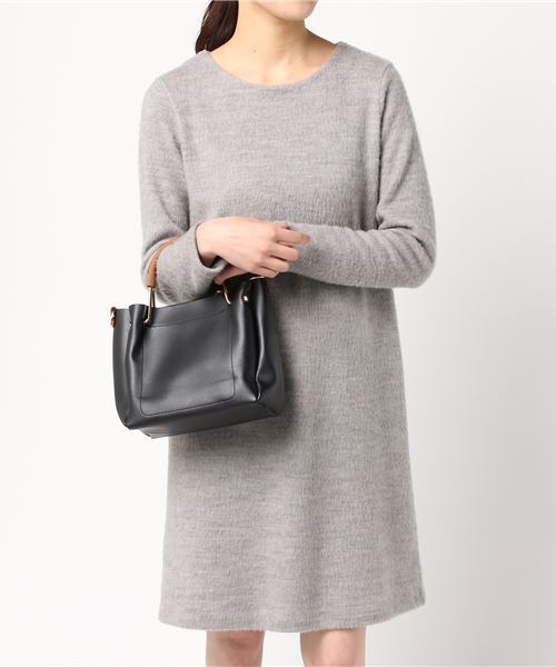 coca（coca）（コカ）の「ゴールドハンドルコンパクトスクエアバッグ（ハンドバッグ・レディース・ブラック/ベージュ・ONE SIZE）」の6枚目の写真