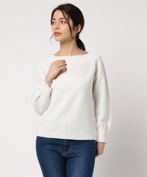 un dix cors（アンディコール）の「ラウンドネックガーターニット（ニット/セーター・レディース・ホワイト/ベージュ/ミント・ﾌﾘ-）」の6枚目の写真