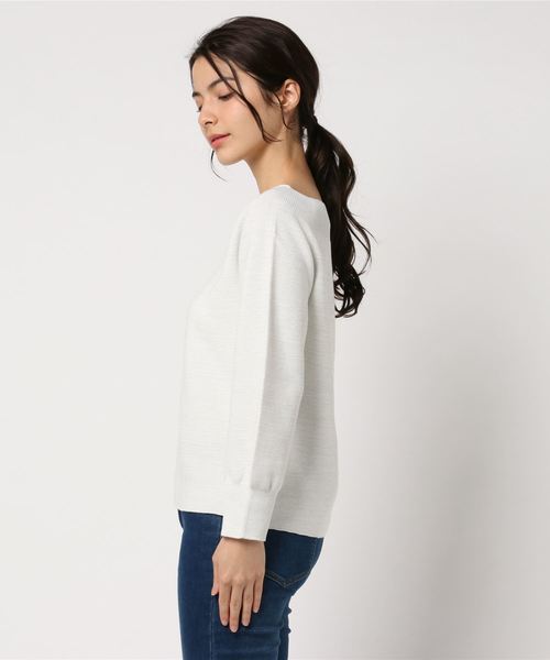 un dix cors（アンディコール）の「ラウンドネックガーターニット（ニット/セーター・レディース・ホワイト/ベージュ/ミント・ﾌﾘ-）」の4枚目の写真