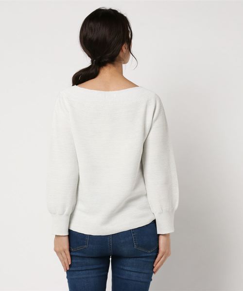 un dix cors（アンディコール）の「ラウンドネックガーターニット（ニット/セーター・レディース・ホワイト/ベージュ/ミント・ﾌﾘ-）」の5枚目の写真