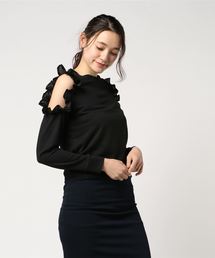 KOBE LETTUCE | フリルで程よい甘さをplus！肩開きフリルオープンショルダートップス/レディース[C3074]神戸レタス(その他トップス)