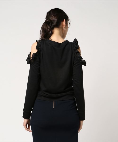 KOBE LETTUCE（コウベレタス）の「肩開きフリルオープンショルダートップス（その他トップス・レディース・ブラック/オフホワイト/サックスブルー/ピンク・FREE）」の6枚目の写真