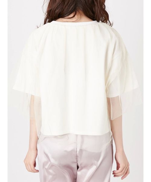 merry jenny（メリージェニー）の「チュールリボンTシャツ（Tシャツ/カットソー・レディース・オフホワイト/ブラック・FREE）」の3枚目の写真