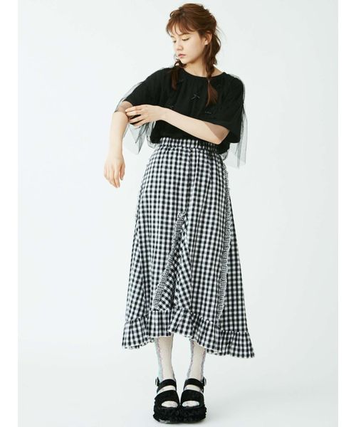 merry jenny（メリージェニー）の「チュールリボンTシャツ（Tシャツ/カットソー・レディース・オフホワイト/ブラック・FREE）」の7枚目の写真