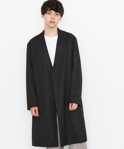 STUDIOUS（ステュディオス）の「【STUDIOUS】T/Rビエラツイルノーカラーダブルコート（ノーカラージャケット・メンズ・ブラック/キャメル・1/2/3）」の5枚目の写真