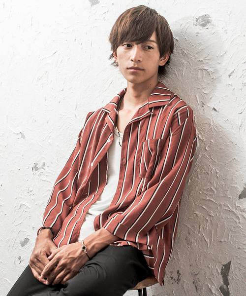 MinoriTY（マイノリティ）の「オープンカラー八分マルチストライプシャツ 開襟シャツ（シャツ/ブラウス・メンズ・ホワイト/ブラック/ネイビー/ピンク/ワイン・M/L）」の4枚目の写真