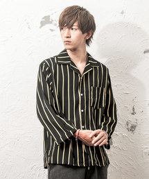 MinoriTY | オープンカラー八分マルチストライプシャツ 開襟シャツ(シャツ/ブラウス)