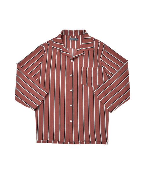 MinoriTY（マイノリティ）の「オープンカラー八分マルチストライプシャツ 開襟シャツ（シャツ/ブラウス・メンズ・ホワイト/ブラック/ネイビー/ピンク/ワイン・M/L）」の15枚目の写真