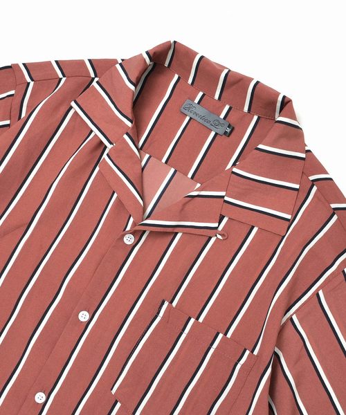 MinoriTY（マイノリティ）の「オープンカラー八分マルチストライプシャツ 開襟シャツ（シャツ/ブラウス・メンズ・ホワイト/ブラック/ネイビー/ピンク/ワイン・M/L）」の16枚目の写真