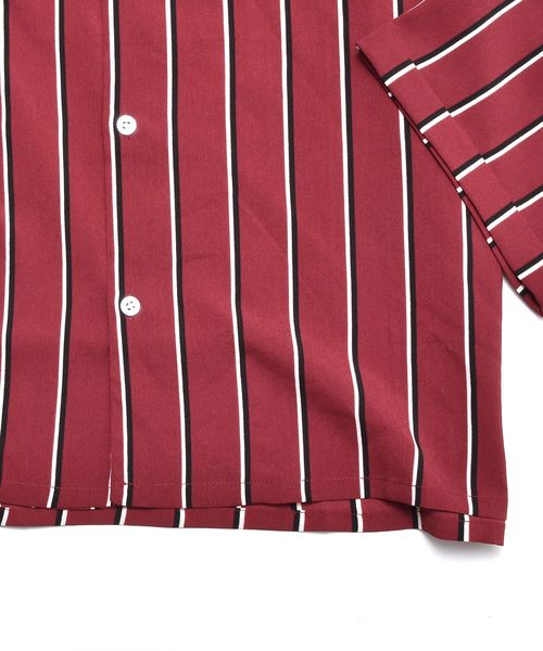 MinoriTY（マイノリティ）の「オープンカラー八分マルチストライプシャツ 開襟シャツ（シャツ/ブラウス・メンズ・ホワイト/ブラック/ネイビー/ピンク/ワイン・M/L）」の21枚目の写真