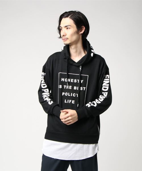 STYLEBLOCK（スタイルブロック）の「フェイクレイヤードサイドジップスリットパーカー（パーカー・メンズ・ブラック/オフホワイト・M/L）」の2枚目の写真