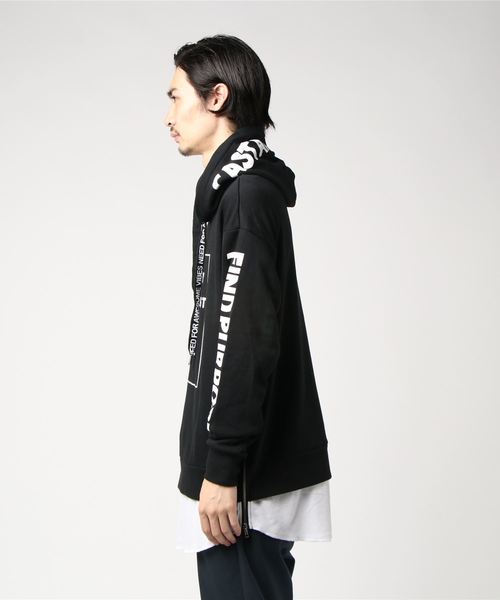 STYLEBLOCK（スタイルブロック）の「フェイクレイヤードサイドジップスリットパーカー（パーカー・メンズ・ブラック/オフホワイト・M/L）」の3枚目の写真