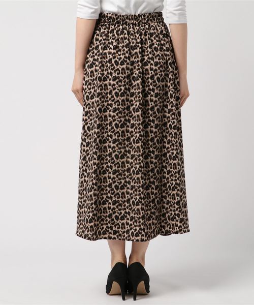 大きいサイズ✰*。レオパプリーツスカート レディース レオパード スカート Milk tea next プリーツロング