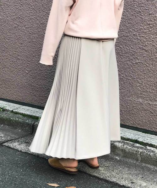 Munich（ミューニック）の「ポリエステルフランネルプリーツスカート（スカート・レディース・ブラック/ライトベージュ/グリーン/ピンク/ダークグレー/キャメル・S）」の7枚目の写真