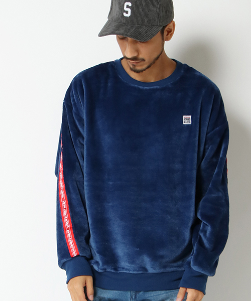 VISION STREET WEAR（ヴィジョンストリートウェア）の「WEB限定 VISION 袖ライインクルーネック（スウェット・メンズ・ブラック/オフホワイト/ブルー・M/L）」の3枚目の写真