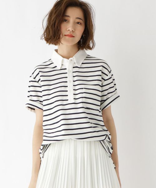 BASECONTROL(ベースコントロール)の「カノコボタンダウンPOLO16548(ポロシャツ)」|アイボリー系