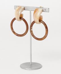 【Caramel late】ベージュ×リングピアス
