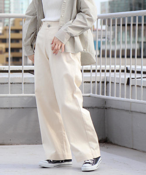 coen(コーエン)の「カツラギワイドパンツ(その他パンツ・レディース・オフホワイト/ダークグレー・SMALL/LARGE/MEDIUM)」の2枚目の写真