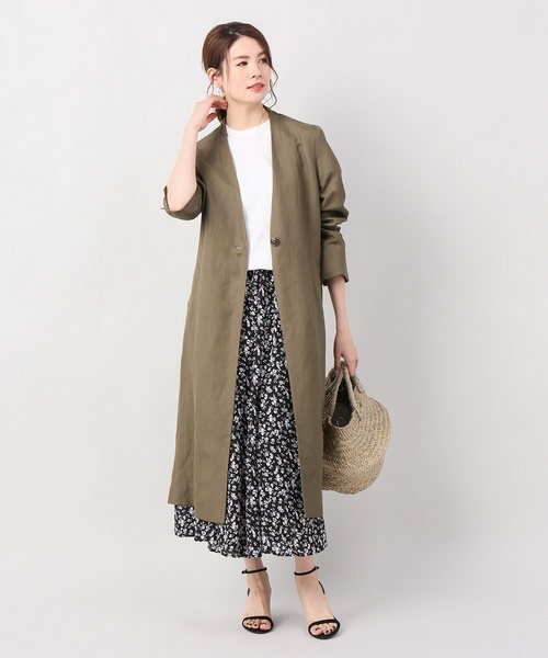 JOINT WORKS(ジョイントワークス)の「リネンレーヨンVネックチェスターコート(チェスターコート・レディース・カーキ/ネイビー・FREE)」の3枚目の写真