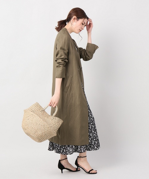 JOINT WORKS(ジョイントワークス)の「リネンレーヨンVネックチェスターコート(チェスターコート・レディース・カーキ/ネイビー・FREE)」の4枚目の写真