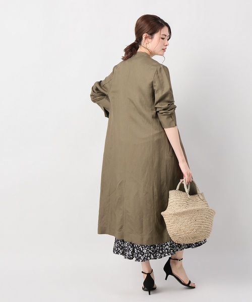 JOINT WORKS(ジョイントワークス)の「リネンレーヨンVネックチェスターコート(チェスターコート・レディース・カーキ/ネイビー・FREE)」の5枚目の写真