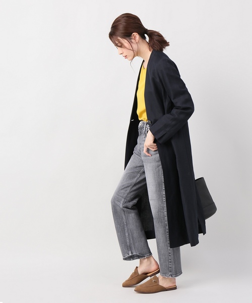 JOINT WORKS(ジョイントワークス)の「リネンレーヨンVネックチェスターコート(チェスターコート・レディース・カーキ/ネイビー・FREE)」の7枚目の写真