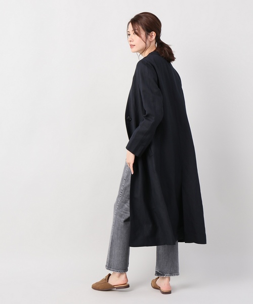 JOINT WORKS(ジョイントワークス)の「リネンレーヨンVネックチェスターコート(チェスターコート・レディース・カーキ/ネイビー・FREE)」の8枚目の写真