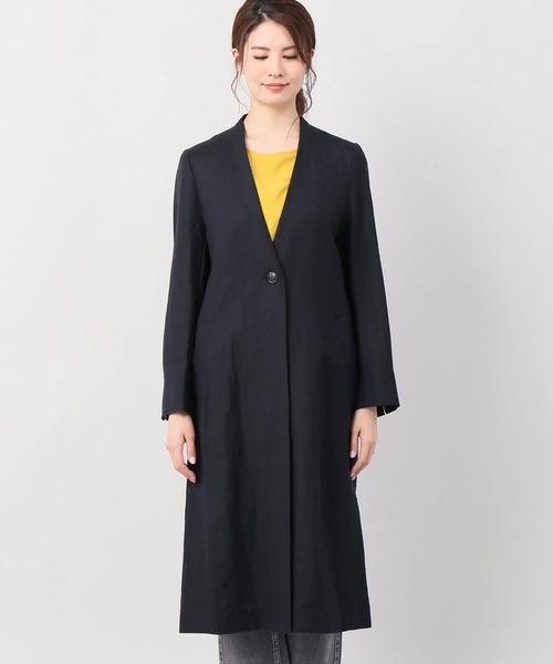 JOINT WORKS(ジョイントワークス)の「リネンレーヨンVネックチェスターコート(チェスターコート・レディース・カーキ/ネイビー・FREE)」の9枚目の写真