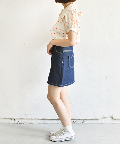 PairPair（ペアペア）の「襟フリルハート柄プリントブラウス（シャツ/ブラウス・レディース・ブラック/アイボリー・FREE）」の5枚目の写真