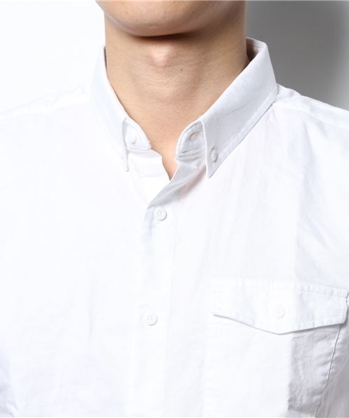 WEGO（ウィゴー）の「WEGO/ガーメントダイオックス半袖シャツ（シャツ/ブラウス・メンズ・ホワイト/ネイビー/イエロー/ピンク・MEDIUM/LARGE）」の5枚目の写真